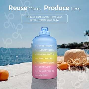 Venture Pal Large 1 Gallon/128oz Motivational Water Bottle with Time Marker & Measurements, Leakproof BPA Free Sports Water Bottle to Ensure You Drink Enough Water Daily