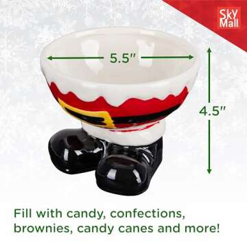 Santa Feet Candy Bowl - Adorable Ceramic Christmas Bowl for Holiday Treats, Cookies, and Nuts - St. ...