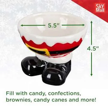 Santa Feet Candy Bowl - Adorable Ceramic Christmas Bowl for Holiday Treats, Cookies, and Nuts - St. ...