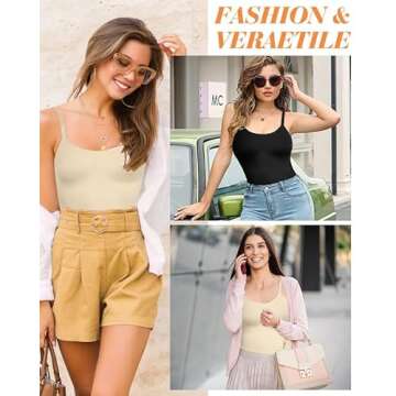 AURUZA Women's Shapewear Tummy Control Scoop Neck Camisole Tops for Women Seamless Compression Tank Top Regular and Plus Size, XL, Black