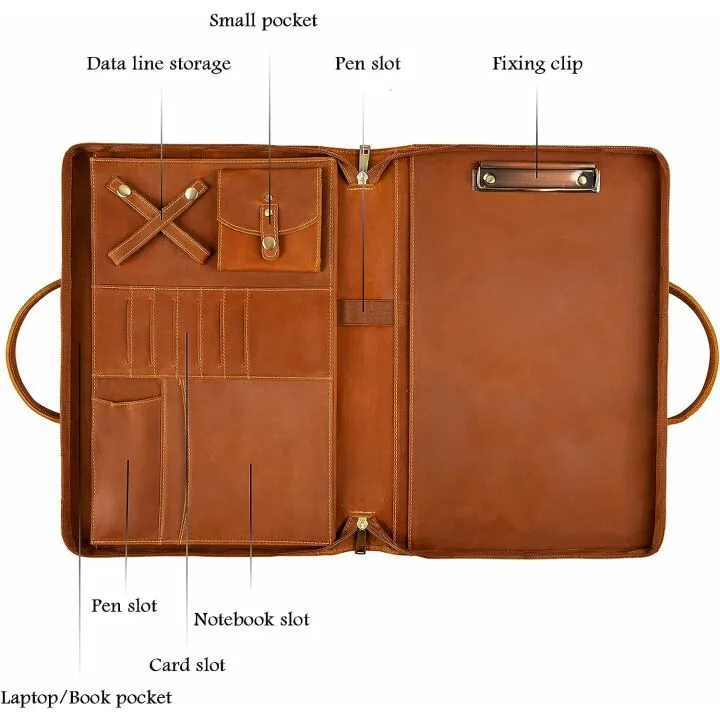 GZRHKJ Leather Portfolio - Stylish Organizer for Professionals