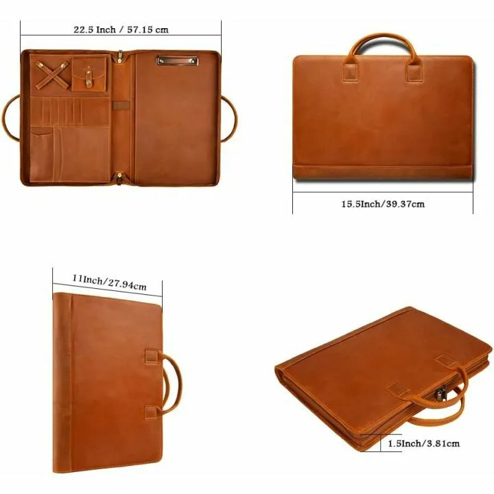 GZRHKJ Leather Portfolio - Stylish Organizer for Professionals