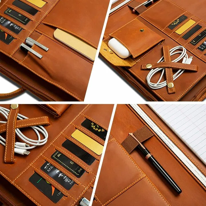 GZRHKJ Leather Portfolio - Stylish Organizer for Professionals
