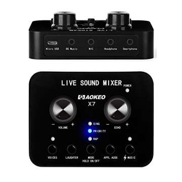 Aokeo AK-80 Professional Studio Live Stream Broadcasting Recording Condenser Microphone with AK-35 Suspension Scissor Arm Stand, Shock Mount, Pop Filter, X7 Live Sound Mixer And Mounting Clamp