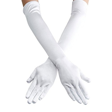 Elegant 22'' Long Satin White Gloves for 1920s Themed Events