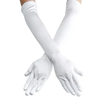 Elegant 22'' Long Satin White Gloves for 1920s Themed Events