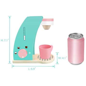 Play Kitchen Accessories - Brew & Serve Wooden Coffee Maker Set, Encourages Imaginative Play, 13 Pieces, Upgraded Toy Coffee Set for Kids-Fun and Colorful for Girls and Boys