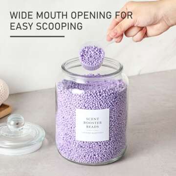 4 Pack Glass Jars with Lids and Labels, Glass Containers for Laundry Room Organization and Storage, Half Gallon Airtight Glass jars Holder for Laundry Detergent, Pods, Scent Booster Beads, 4 Spoons