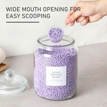 4 Pack Glass Jars with Lids and Labels, Glass Containers for Laundry Room Organization and Storage, Half Gallon Airtight Glass jars Holder for Laundry Detergent, Pods, Scent Booster Beads, 4 Spoons