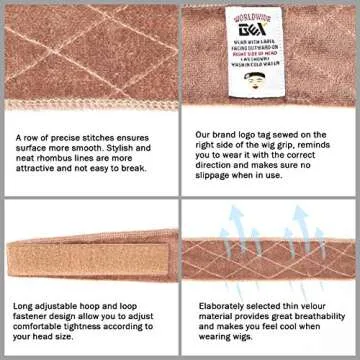 gexworldwide GEX Wig Grip Band Adjustable Velvet Non-Slip Breathable Head Band to Keep Wig Secured and Prevent Headaches (Tan)
