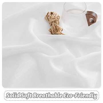 RYB HOME Semi Sheer Curtains - Privacy Linen Curtains Light Filtering Soft Drapes for Bedroom Living...