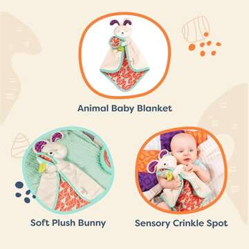 B. toys Baby Bunny Security Blanket - Plush Comfort & Play