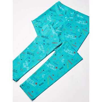 Amazon Essentials Girls' Leggings (Previously Spotted Zebra) - Discontinued Colors, Pack of 4, Black/Blue/Grey Stars/White Superstar, X-Large