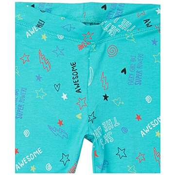 Amazon Essentials Girls' Leggings (Previously Spotted Zebra) - Discontinued Colors, Pack of 4, Black/Blue/Grey Stars/White Superstar, X-Large