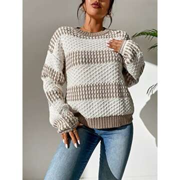 SHENHE Color Block Knitted Pullover Sweater for Women