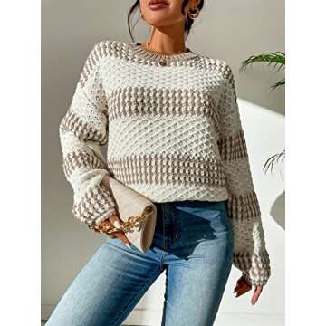SHENHE Color Block Knitted Pullover Sweater for Women