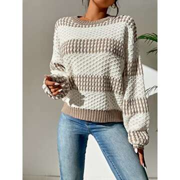SHENHE Color Block Knitted Pullover Sweater for Women