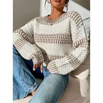 SHENHE Color Block Knitted Pullover Sweater for Women