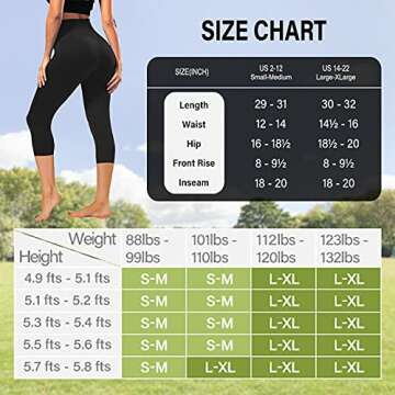 4 Packs Capri Leggings for Women Tummy Control High Waisted Plus Size Butt Lift for Workout Yoga Running