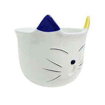 Charming Cat Yarn Bowl - Ceramic for Crocheting & Knitting, 6" Tangle Free