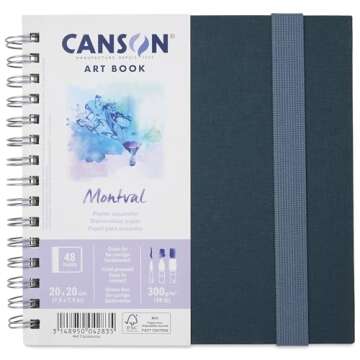CANSON Art Book Watercolor Paper Notebook, 7.8x7.8 inches, White