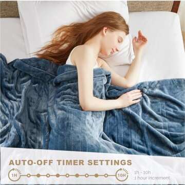 Degrees of Comfort Electric Blanket Full Size | Single Control with Auto Shut Off | Fleece Heated Blanket for Bed | Machine Washable | Blue, 80Wx84L