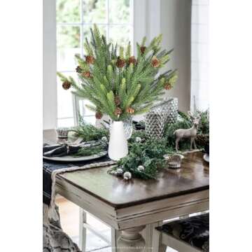 Lvydec 4Pcs Christmas Norfolk Pine Branches with Pine Cone Clearance, Artificial Christmas Branches ...