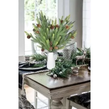 Lvydec 4Pcs Christmas Norfolk Pine Branches with Pine Cone Clearance, Artificial Christmas Branches DIY Crafts Faux Christmas Norfolk Pine Branches for Xmas Indoor Outdoor Home Decor