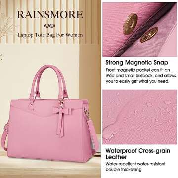 Stylish RAINSMORE Laptop Bag for Women - Waterproof & Chic