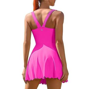 ATTRACO Women's High Waist Golf Workout Dress - Pink Athletic Dress XL