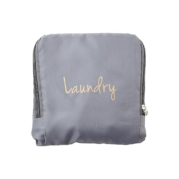 Miamica Foldable Travel Laundry Bag – Grey & Gold, Durable & Lightweight