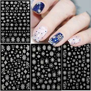 Christmas Nail Art Stickers Decals, 3D Self-Adhesive Pegatinas Uñas Navidad Winter Holiday Xmas Gli...