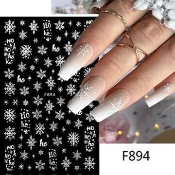Christmas Nail Art Stickers Decals, 3D Self-Adhesive Pegatinas Uñas Navidad Winter Holiday Xmas Glitter Snowflake Nail Supplies Nail Art Decoration 4 Sheets