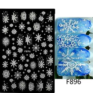 Christmas Nail Art Stickers Decals, 3D Self-Adhesive Pegatinas Uñas Navidad Winter Holiday Xmas Glitter Snowflake Nail Supplies Nail Art Decoration 4 Sheets