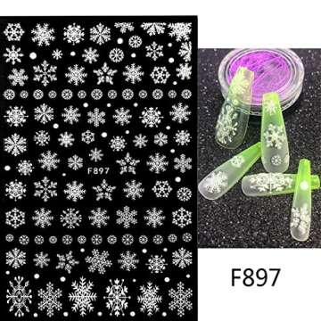 Christmas Nail Art Stickers Decals, 3D Self-Adhesive Pegatinas Uñas Navidad Winter Holiday Xmas Glitter Snowflake Nail Supplies Nail Art Decoration 4 Sheets