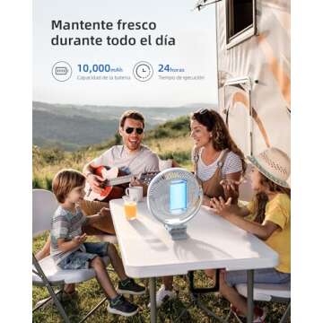 Koonie 10000mAh Rechargeable Portable Fan, 8-Inch Battery Operated Clip on Fan, USB Fan, 4 Speeds, Strong Airflow, Sturdy Clamp for Office Desk Golf Car Outdoor Travel Camping Tent Gym Treadmill