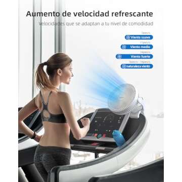 Koonie 10000mAh Rechargeable Portable Fan, 8-Inch Battery Operated Clip on Fan, USB Fan, 4 Speeds, Strong Airflow, Sturdy Clamp for Office Desk Golf Car Outdoor Travel Camping Tent Gym Treadmill