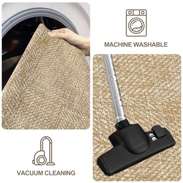 LEEVAN Washable Kitchen Runner - Modern Cotton Rug