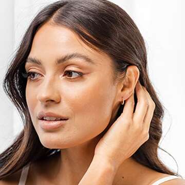 PAVOI 14K Rose Gold Plated 925 Sterling Silver Post Twisted Huggie Earring | Women's Mini Hoop Earri...