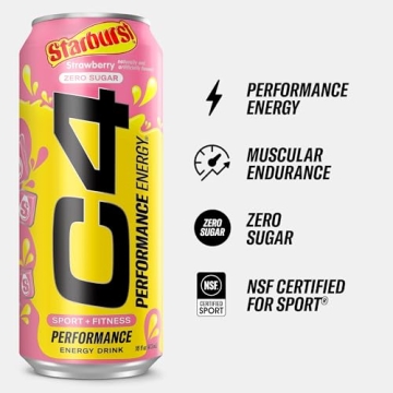 C4 Energy Drink STARBURST Strawberry 16 Fl Oz