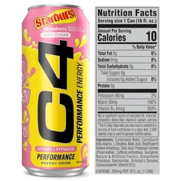 C4 Energy Drink STARBURST Strawberry 16 Fl Oz