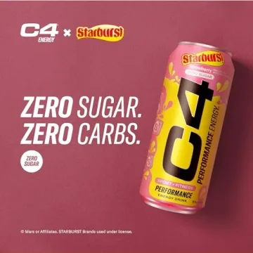 C4 Energy Drink STARBURST Strawberry 16 Fl Oz