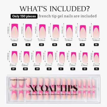 BTArtboxnails XCOATTIPS Press on Nails - French Tip Press on Nails, Long Sqaure Nail Tips, Brighter Pastel Soft Gel Nails False Nail, Soak Off Acrylic Fake Nails Art Valentines Day Gift