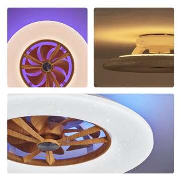 Orison RGB Ceiling Fans with Lights, 24'' Low Profile Ceiling Fan with Light and Remote, Smart Ceili...