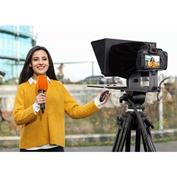 ILOKNZI i2 Liftable Teleprompter with 12-inch Glass for 12.9" Tablets - Metal Design for Wide-Angle ...