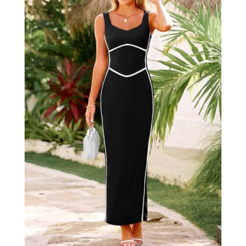 BTFBM Bodycon Maxi Dress Stylish Casual Shift Dress 2024