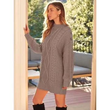 LILLUSORY Oversized Cable Knit Sweater Dress for Women 2024