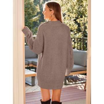 LILLUSORY Women's Crewneck Oversized Sweater Dress 2024 Fall Fashion Cable Knit Long Sleeve Dresses Chunky Pullover Tops Nutmeg XL