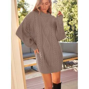 LILLUSORY Oversized Cable Knit Sweater Dress for Women 2024