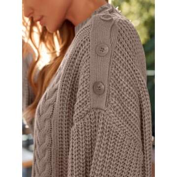 LILLUSORY Women's Crewneck Oversized Sweater Dress 2024 Fall Fashion Cable Knit Long Sleeve Dresses Chunky Pullover Tops Nutmeg XL